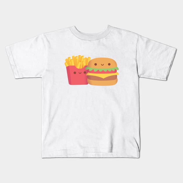 Cute Fries and Buger Kids T-Shirt by rustydoodle